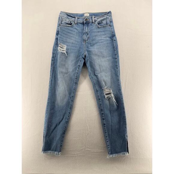 Sneak Peak Women's Denim Jeans Size 3 Juniors High Rise Raw Hem Distressed - Picture 1 of 11